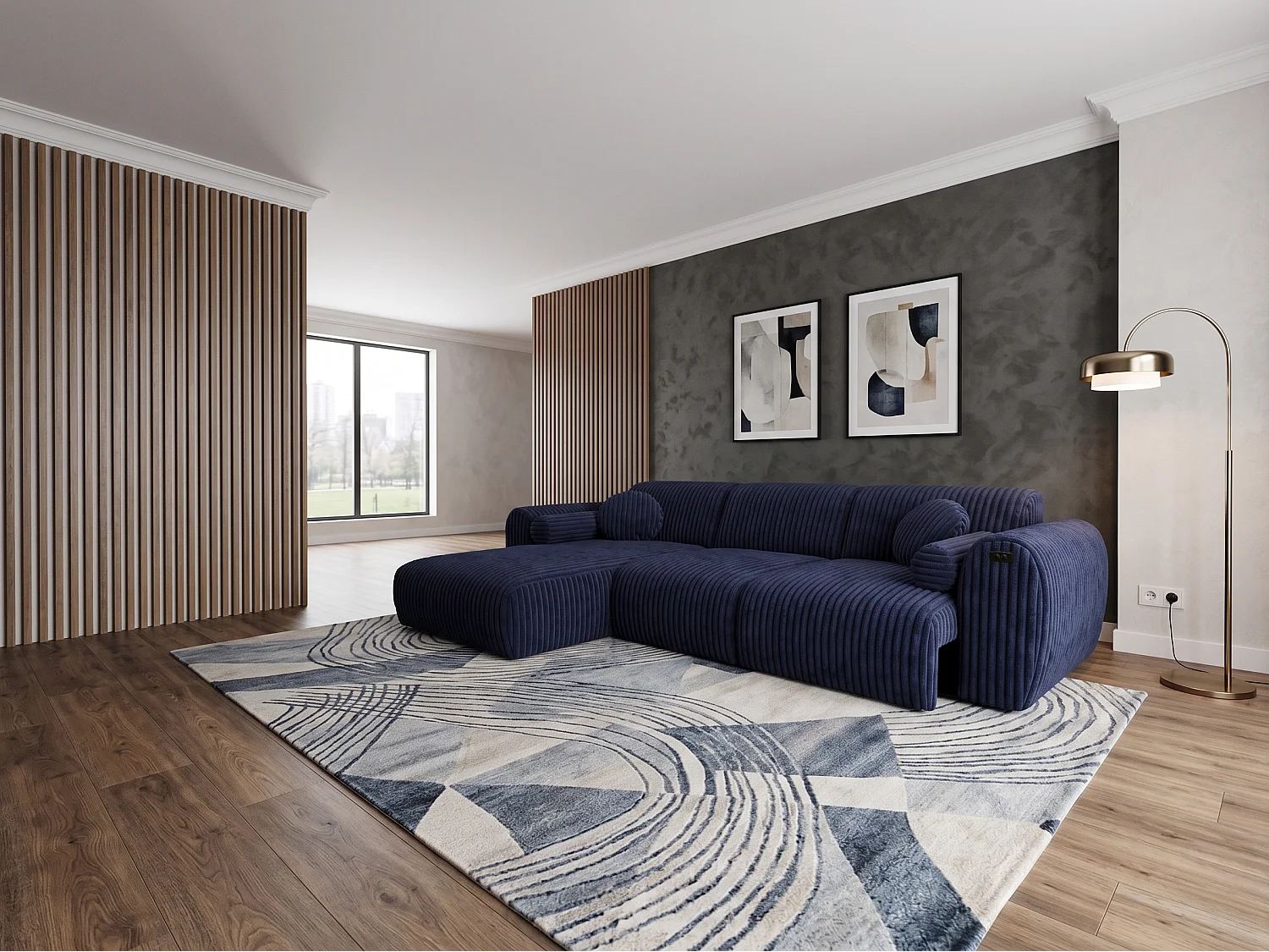 Nova – Canapé d’angle avec Relax Électrique et Port USB | Tissu Côtelé Premium