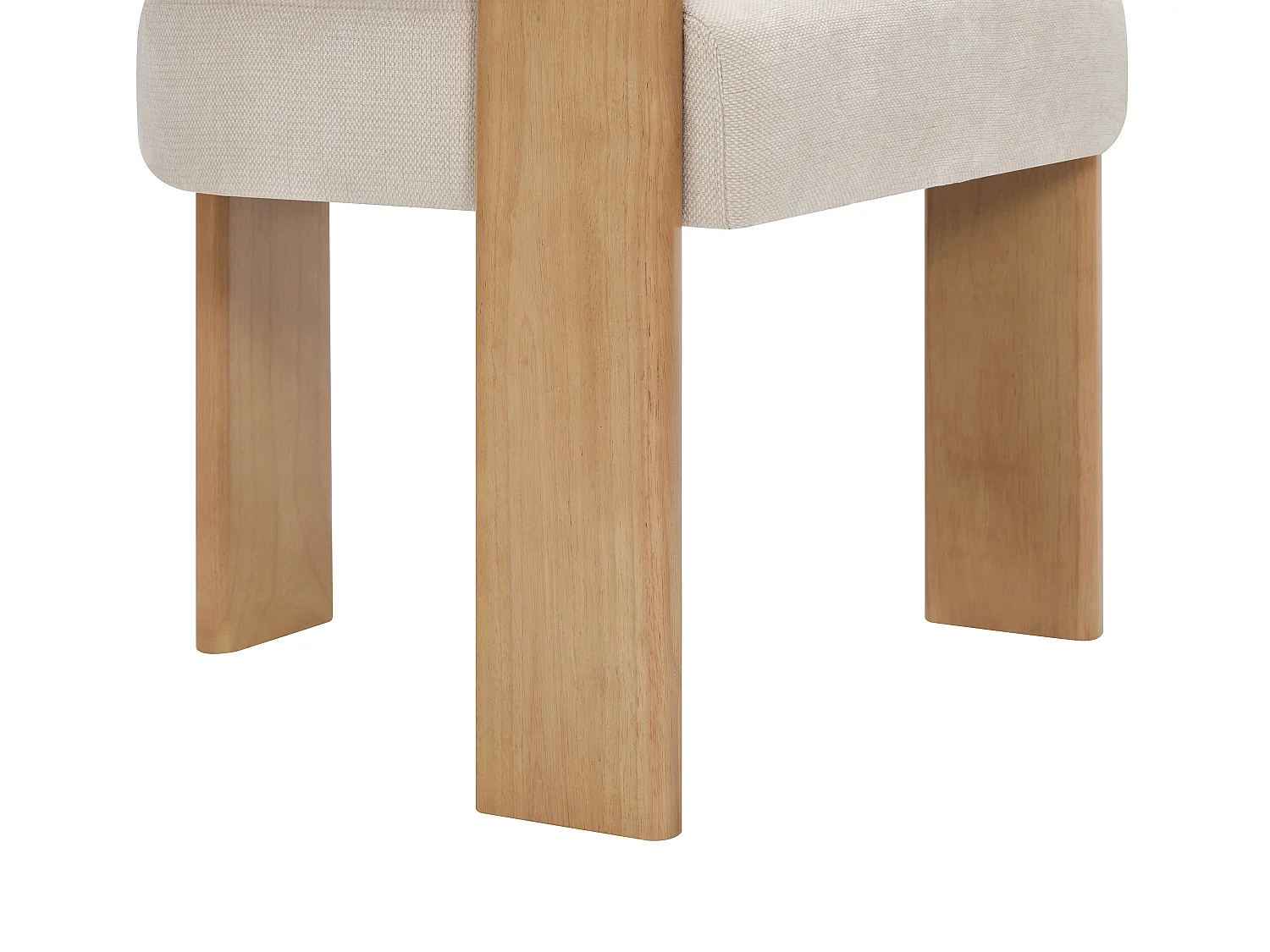 Lot de 6 chaises avec accoudoirs en tissu texturé et bois d'hévéa - Crème et naturel clair - LUDVIKA