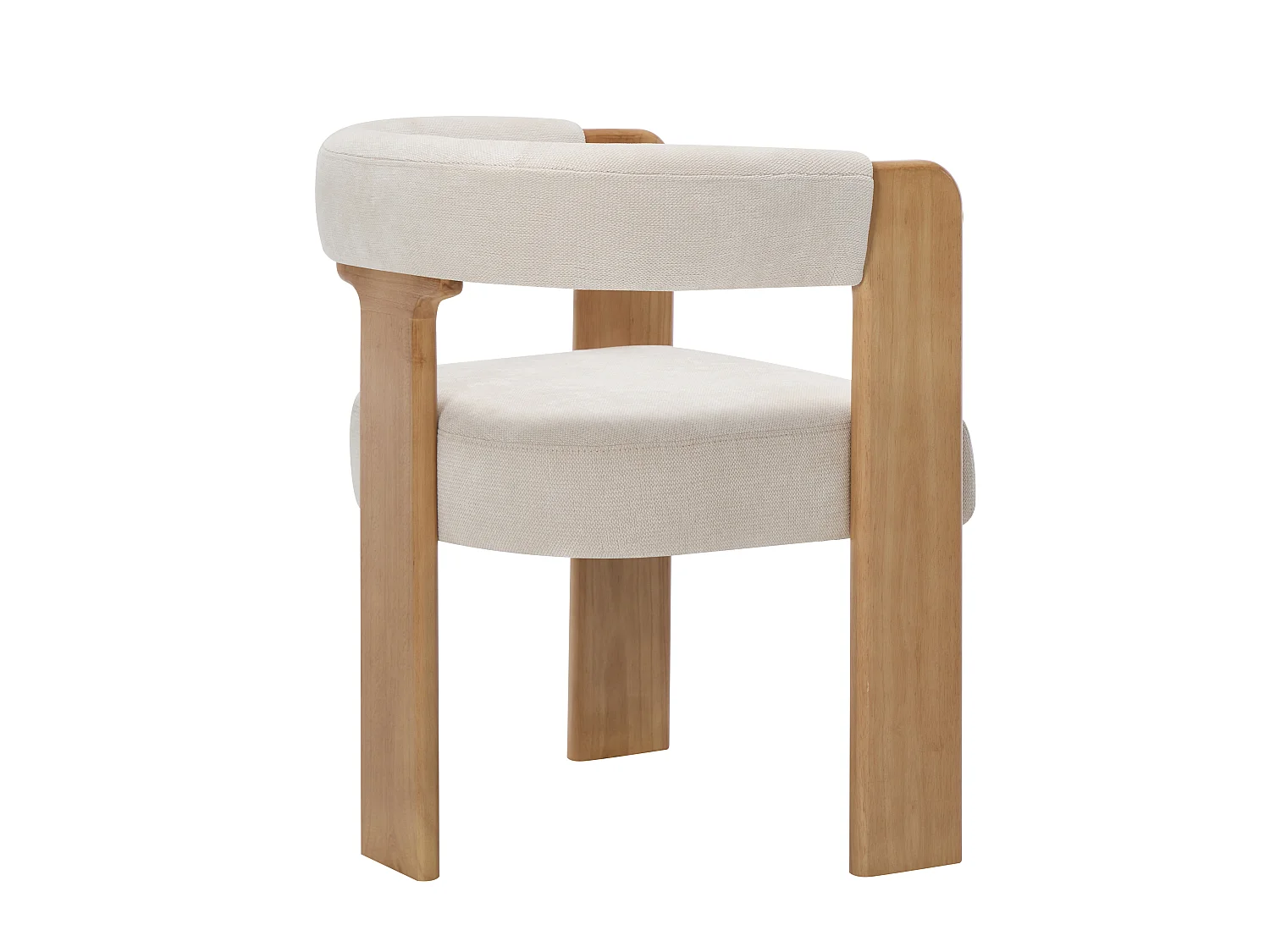Lot de 6 chaises avec accoudoirs en tissu texturé et bois d'hévéa - Crème et naturel clair - LUDVIKA