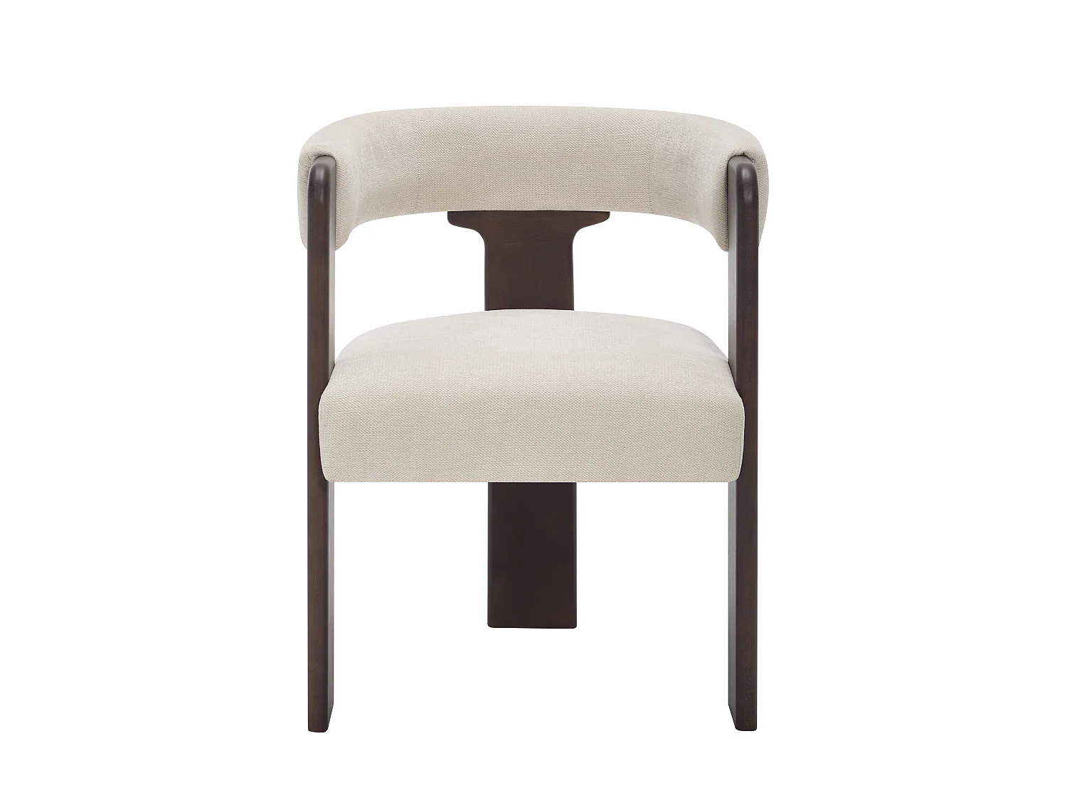 Lot de 2 chaises avec accoudoirs en tissu texturé et bois d'hévéa - Crème et naturel foncé - LUDVIKA