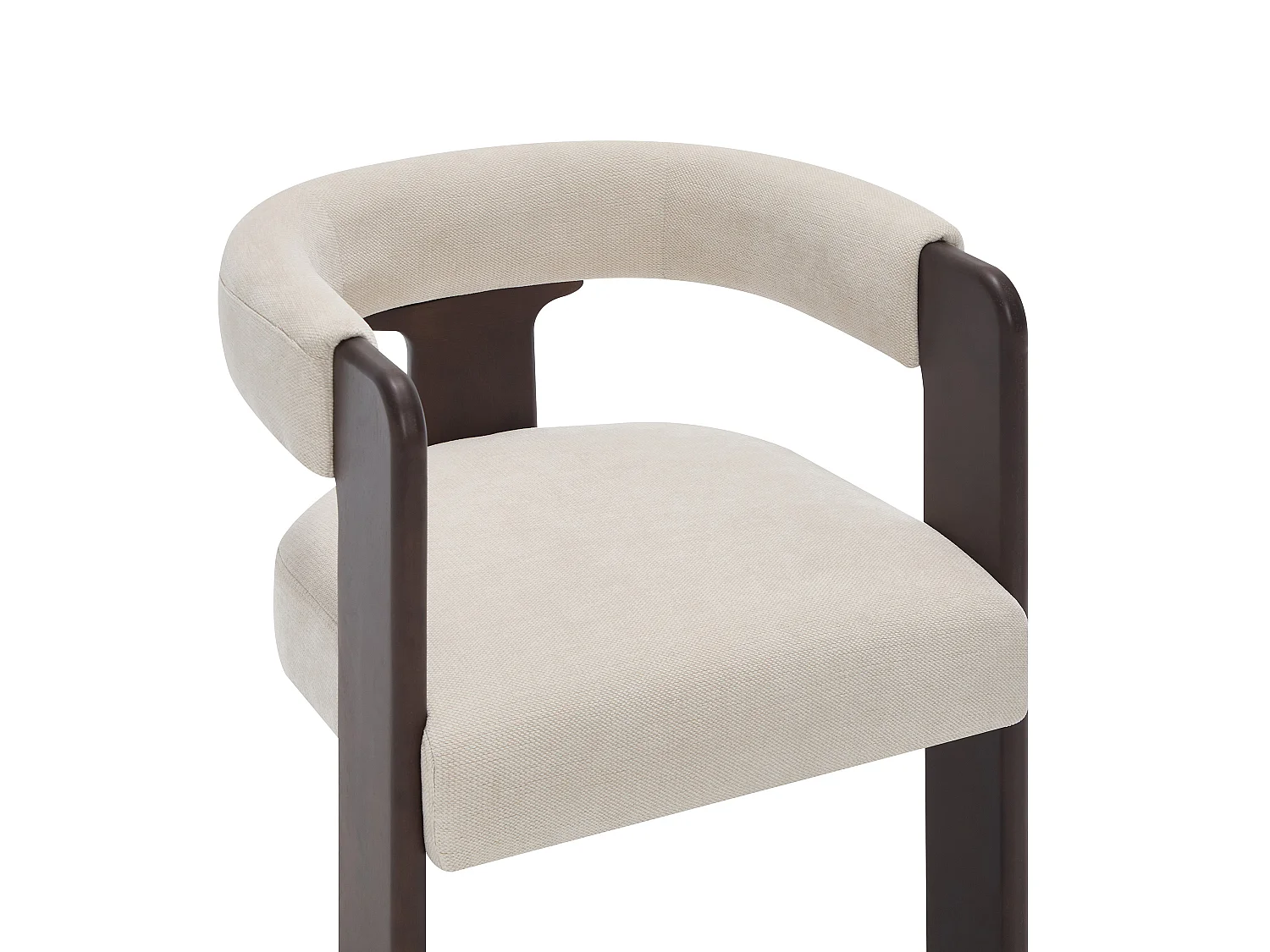 Lot de 2 chaises avec accoudoirs en tissu texturé et bois d'hévéa - Crème et naturel foncé - LUDVIKA