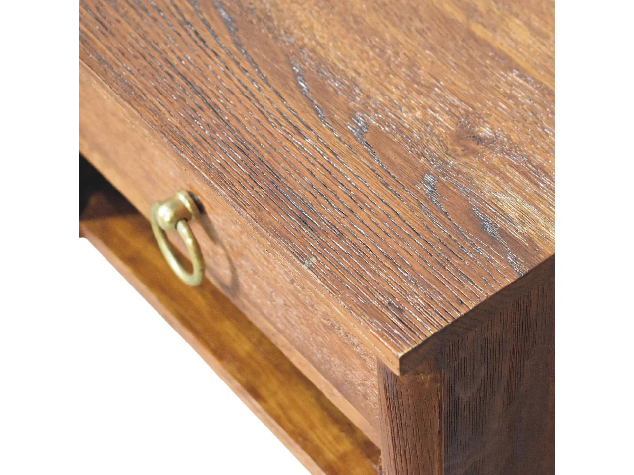Artisan Furniture Solid Wood Box Frame Wall Nightstand, 1 Drawer & 1 Shelf, Brown