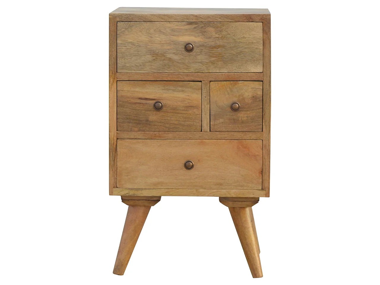 Artisan Furniture Solid Wood Wall Nordic Style 4 Drawer Multi Bedside, 4 Drawers, Brown