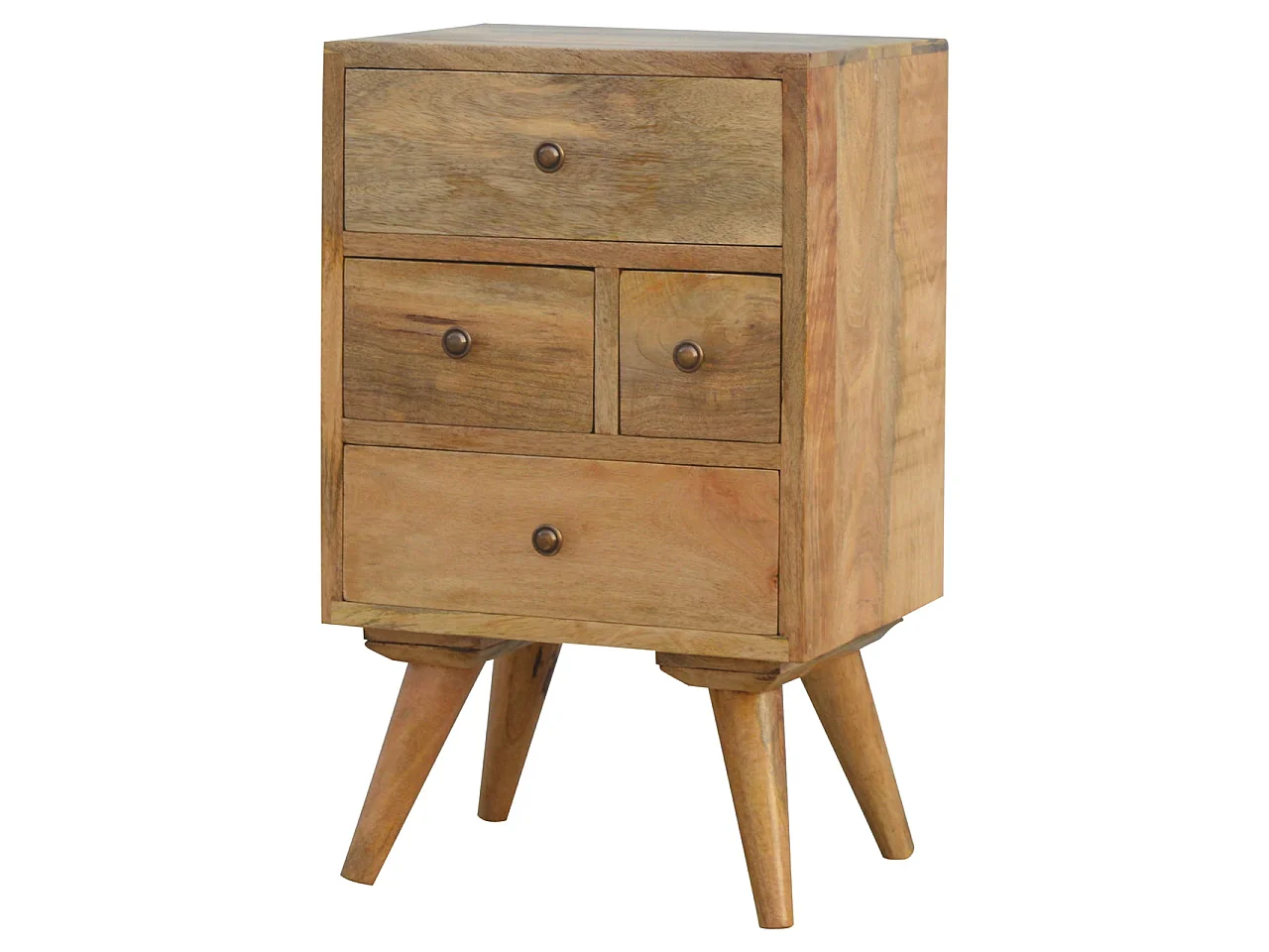 Artisan Furniture Solid Wood Wall Nordic Style 4 Drawer Multi Bedside, 4 Drawers, Brown