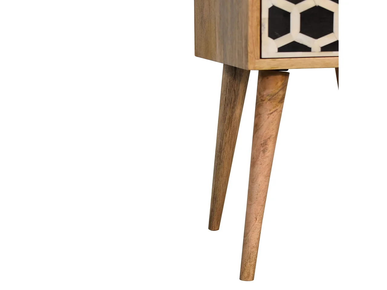 Artisan Furniture Solid Wood Mini Bone Inlay 2 Drawer Bedside, Brown And Black
