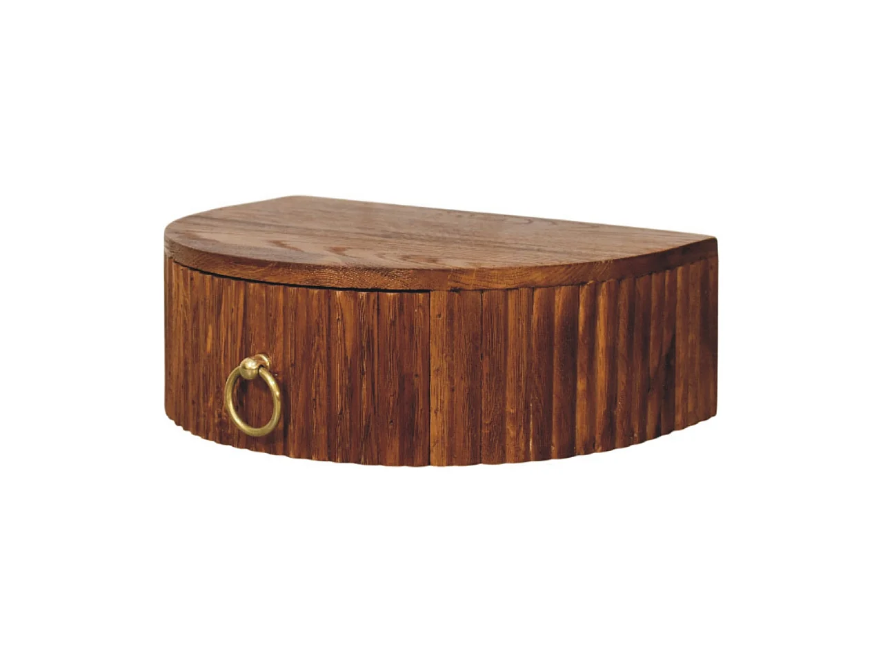 Artisan Furniture Solid Wood Ring Pull Wall Nightstand, 1 Drawer, Brown