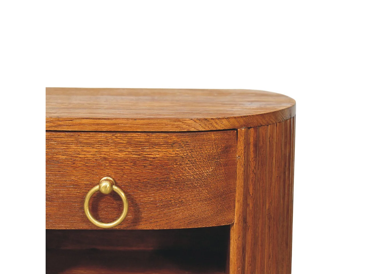 Artisan Furniture Solid Wood Oval Wall Nightstand, 1 Drawer & 1 Shelf, Brown