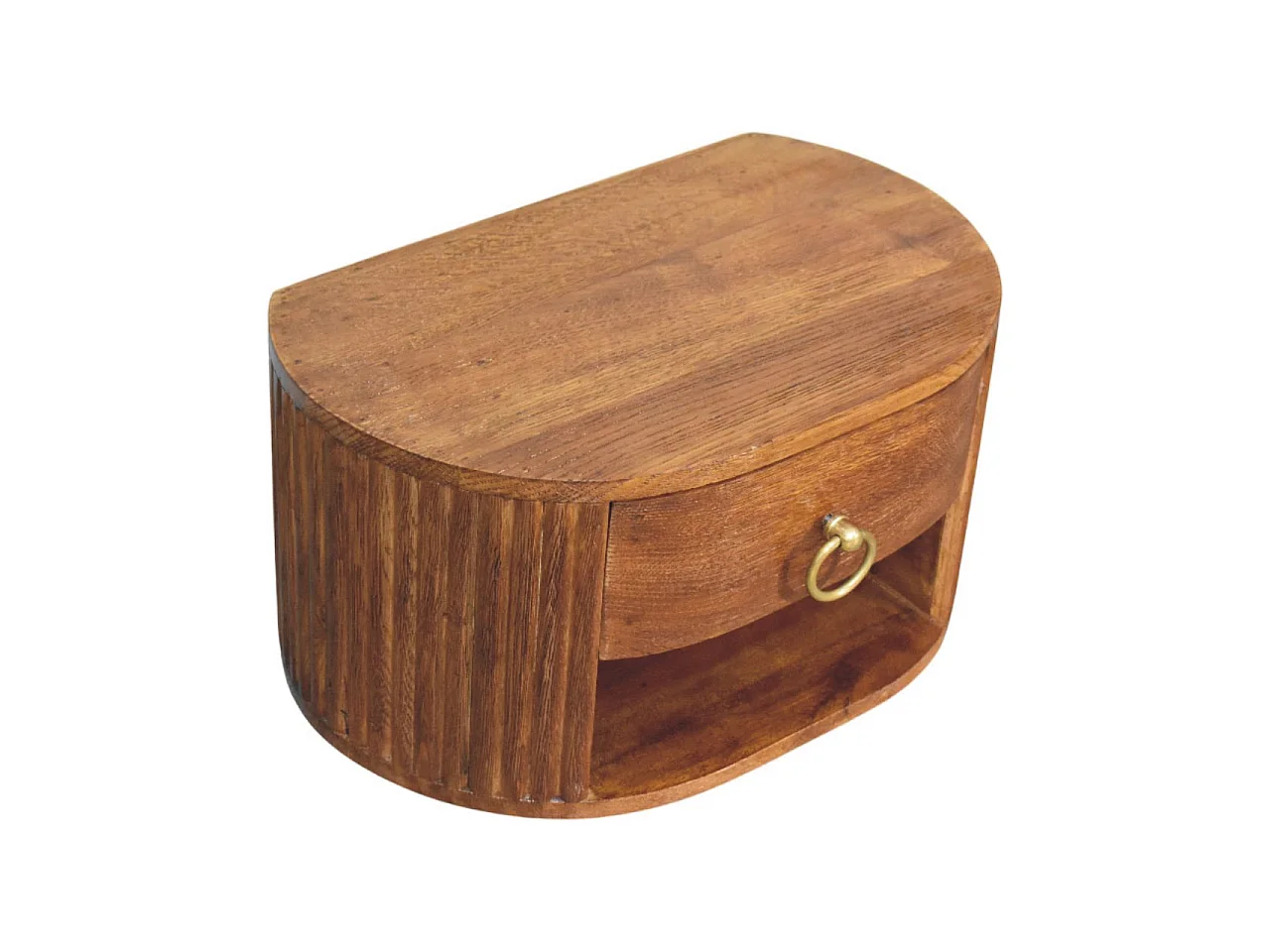 Artisan Furniture Solid Wood Oval Wall Nightstand, 1 Drawer & 1 Shelf, Brown