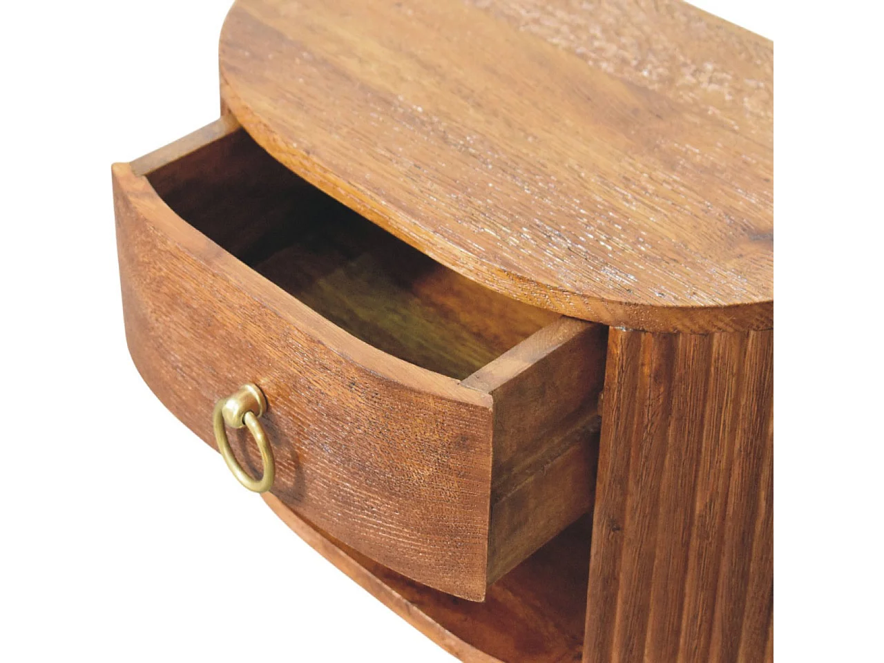 Artisan Furniture Solid Wood Oval Wall Nightstand, 1 Drawer & 1 Shelf, Brown