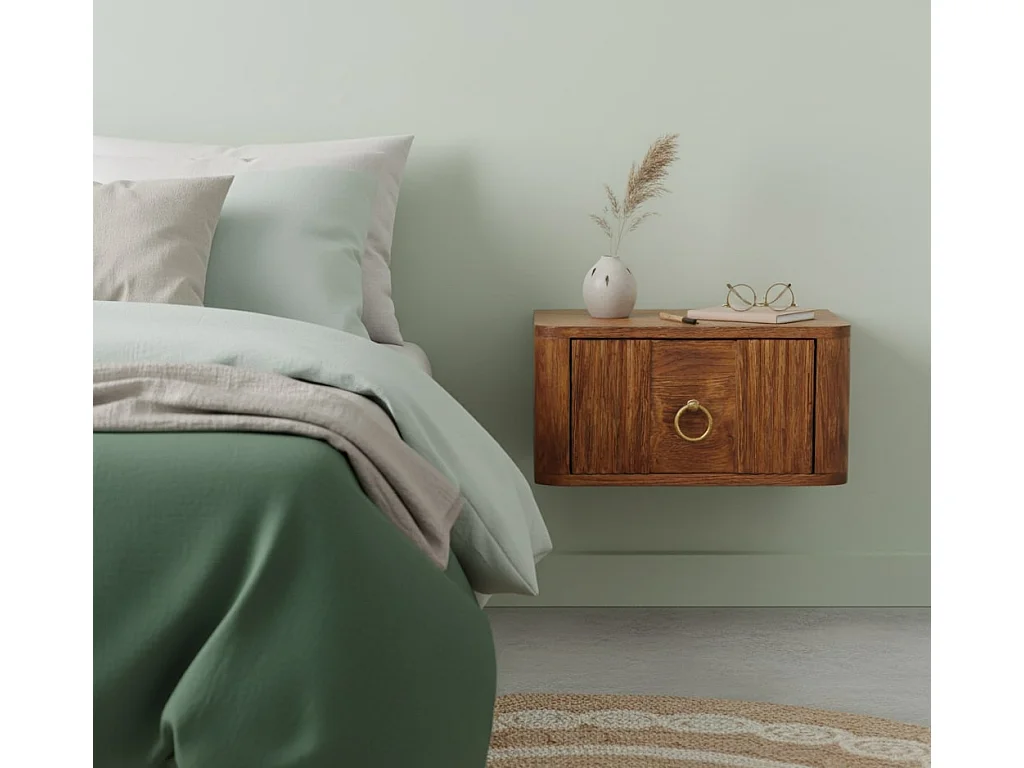 Artisan Furniture Solid Wood Aurelia Wall Bedside, 1 Drawer, Brown