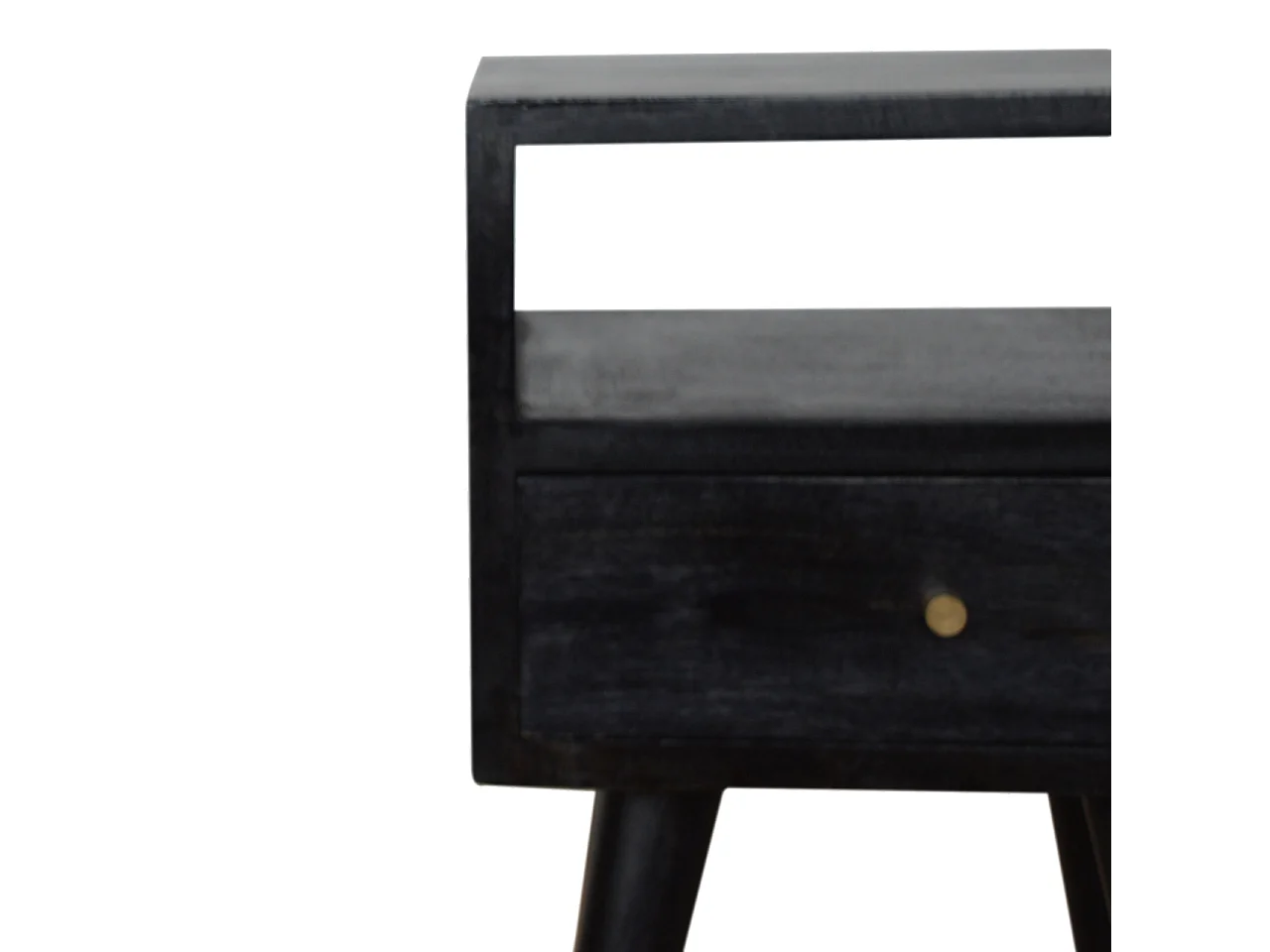 Artisan Furniture Solid Wood Mini Ash Black Bedside, Black, 1Drawer