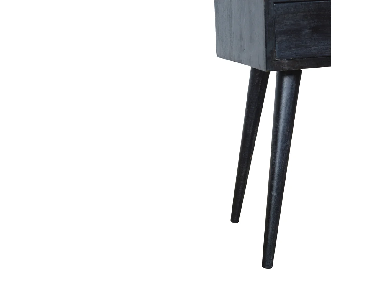 Artisan Furniture Solid Wood Mini Ash Black Bedside, Black, 1Drawer
