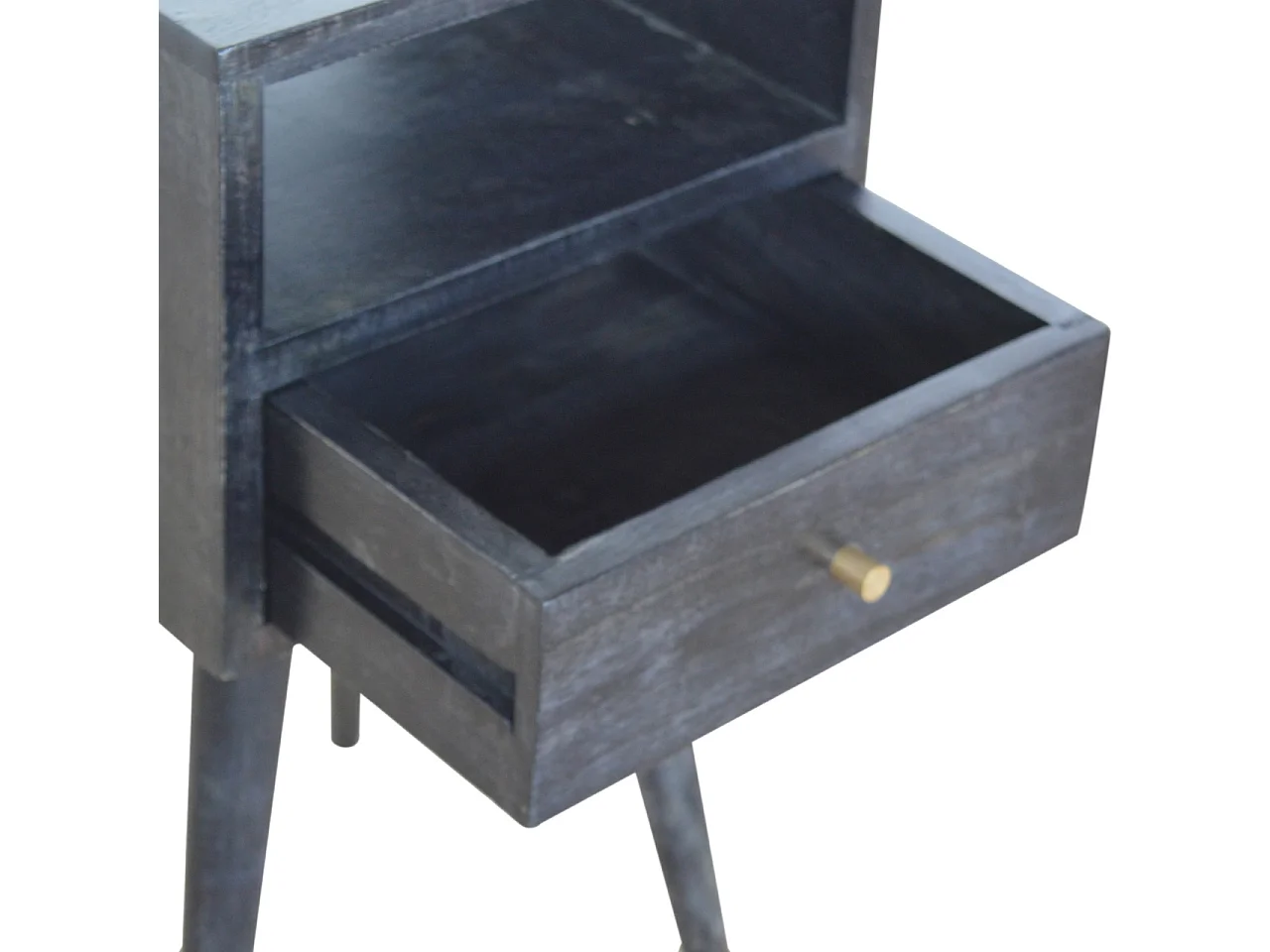 Artisan Furniture Solid Wood Mini Ash Black Bedside, Black, 1Drawer