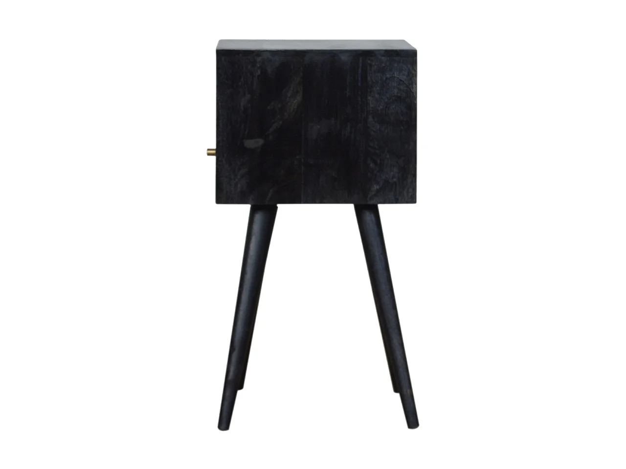 Artisan Furniture Solid Wood Mini Ash Black Bedside, Black, 1Drawer