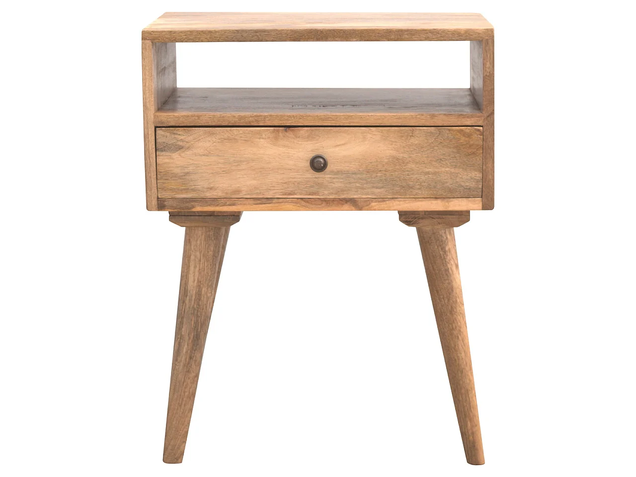 Artisan Furniture Solid Wood Modern Bedside with Open Slot, Beige, 1 Drawer