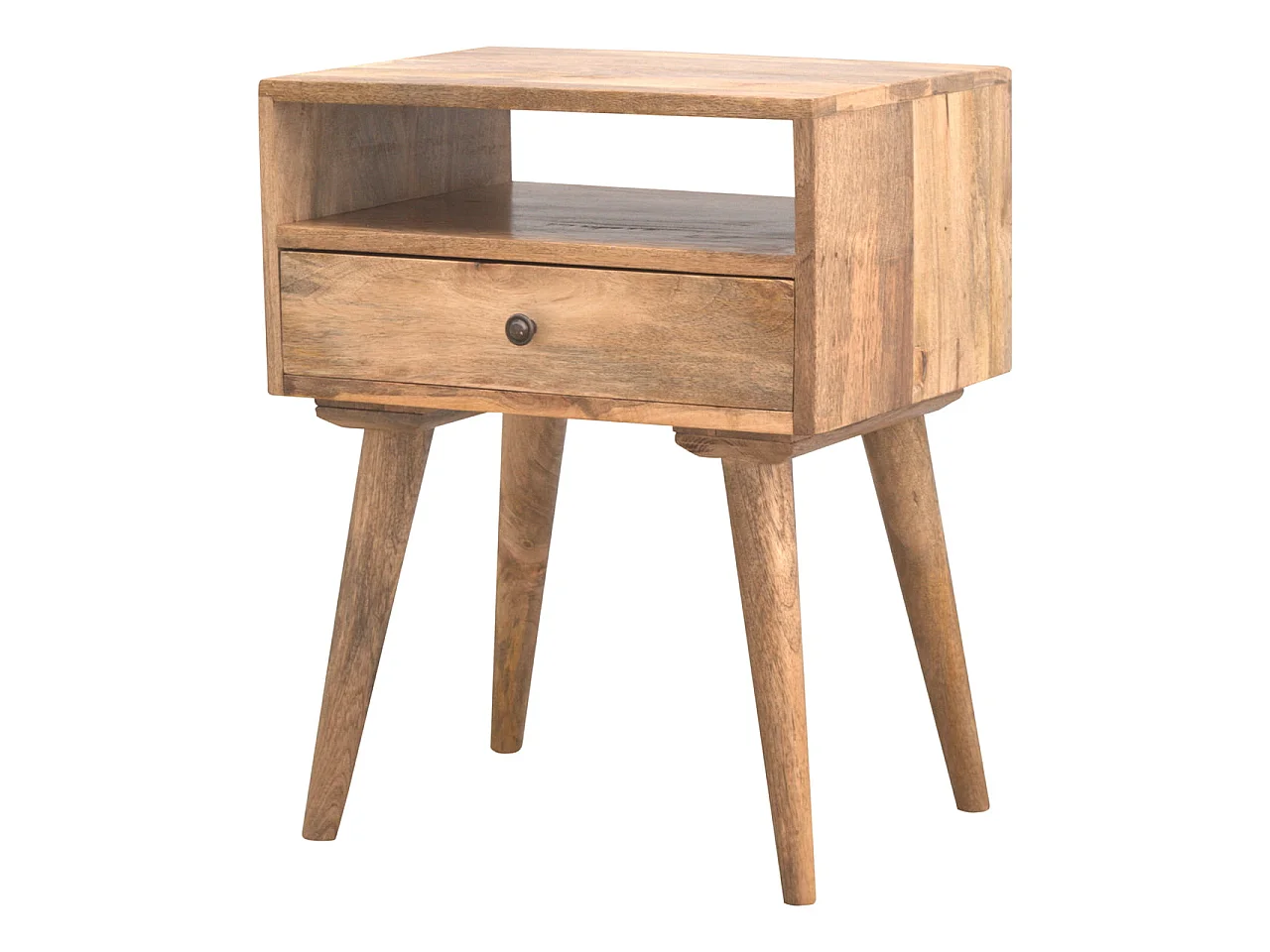 Artisan Furniture Solid Wood Modern Bedside with Open Slot, Beige, 1 Drawer