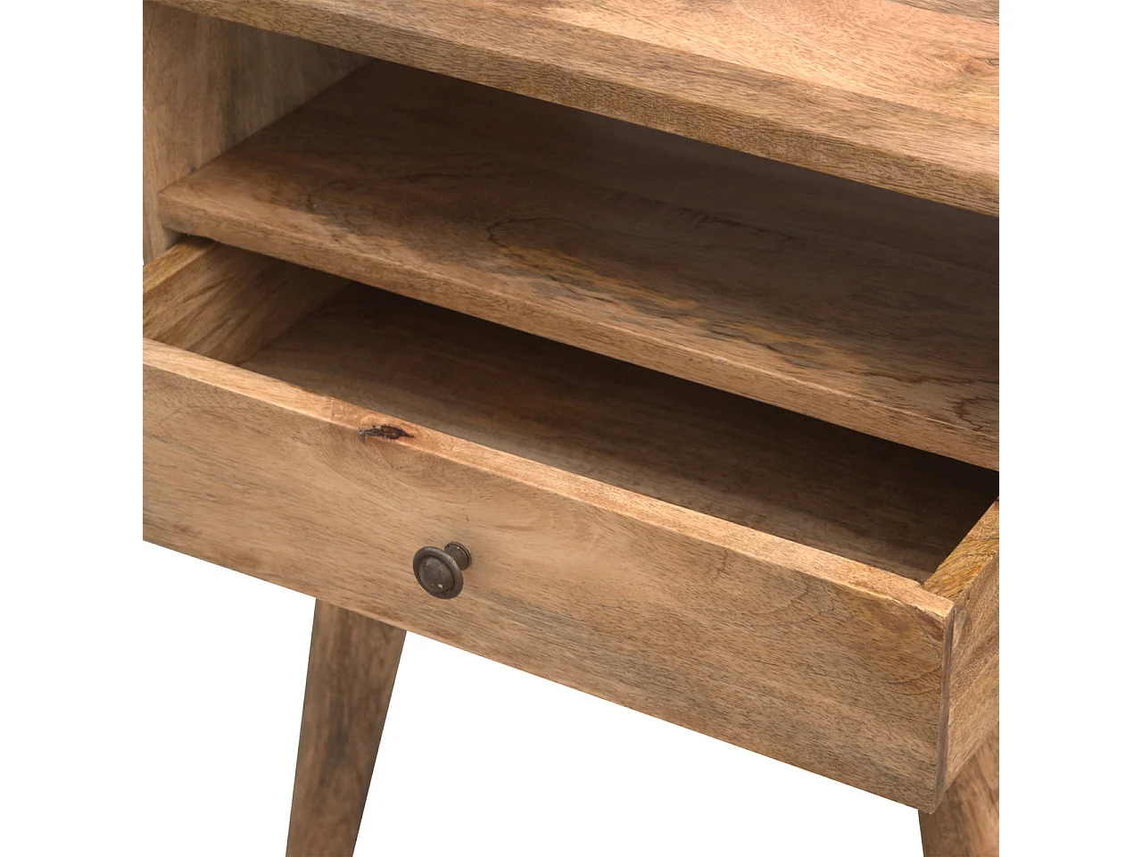 Artisan Furniture Solid Wood Modern Bedside with Open Slot, Beige, 1 Drawer