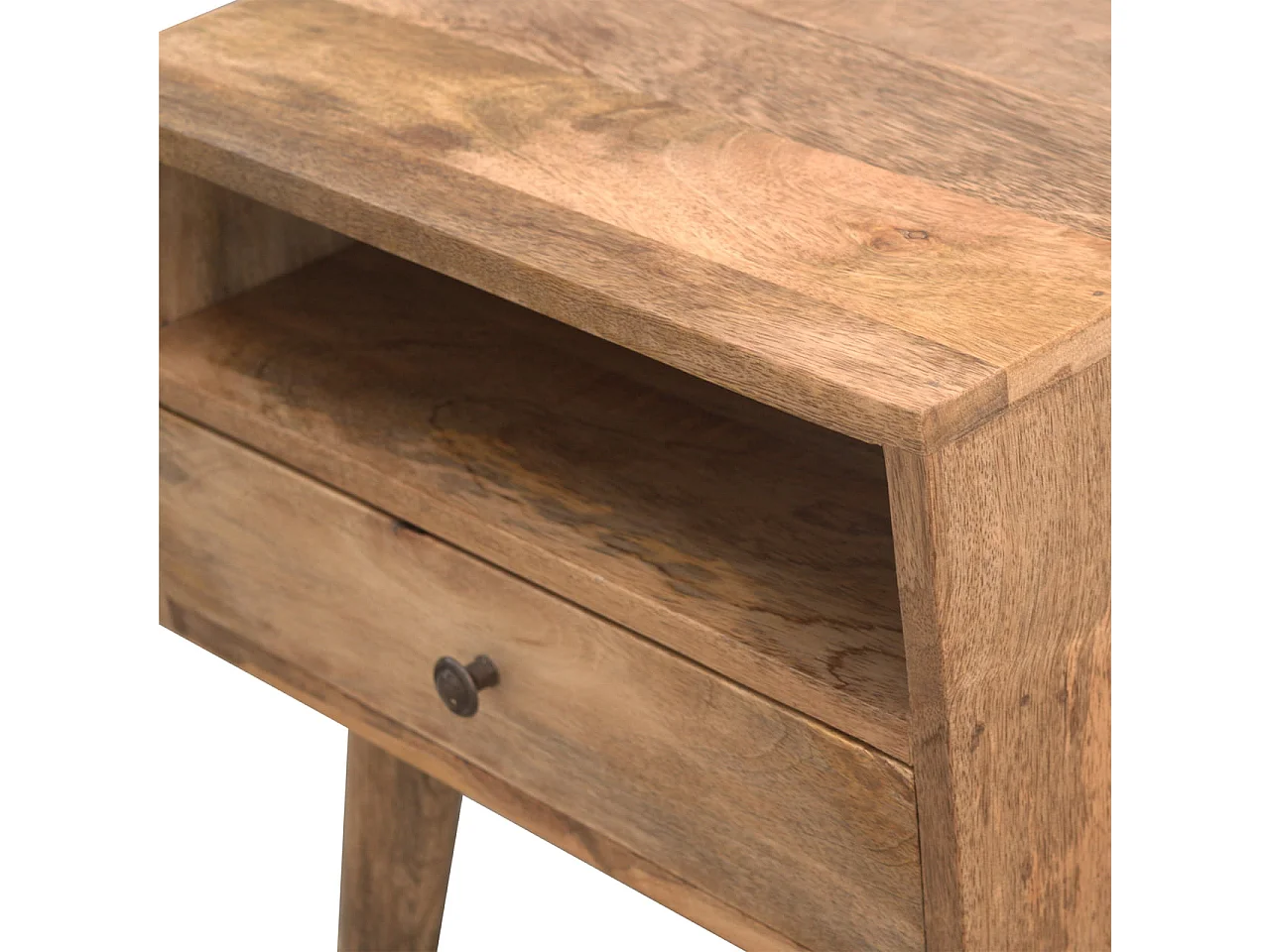 Artisan Furniture Solid Wood Modern Bedside with Open Slot, Beige, 1 Drawer