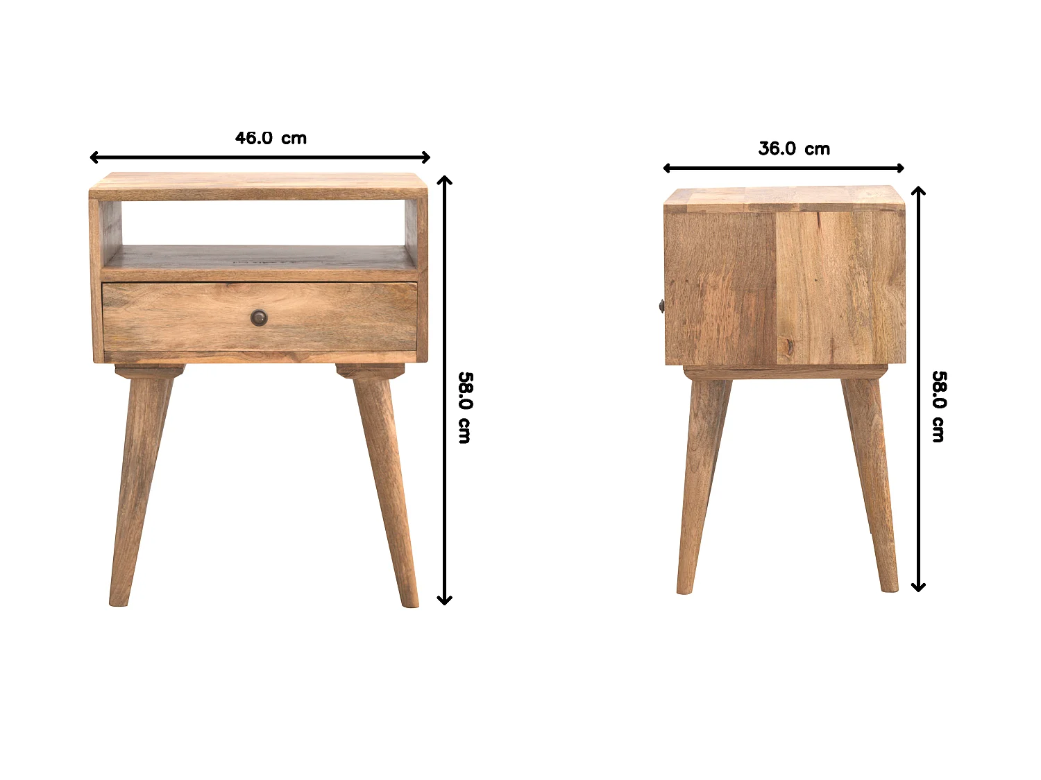 Artisan Furniture Solid Wood Modern Bedside with Open Slot, Beige, 1 Drawer