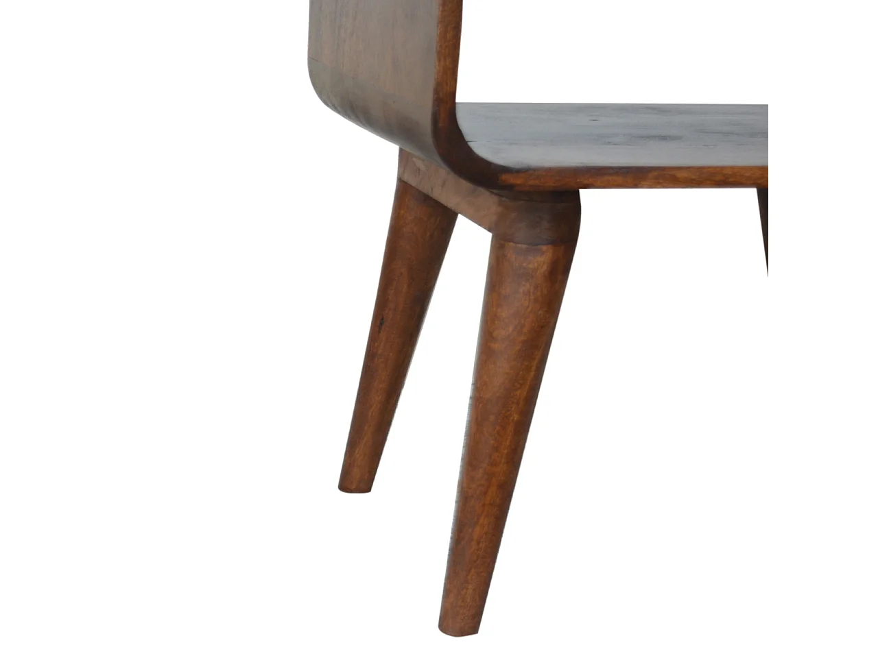 Artisan Furniture Solid Wood Curved Open Chestnut Bedside, Dark Brown, 1 Open Slot
