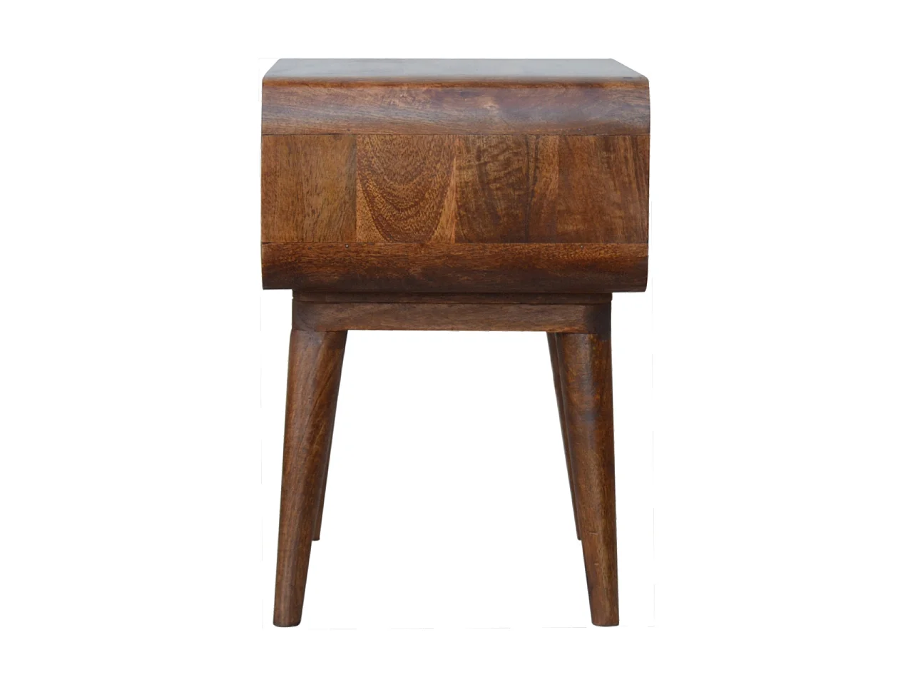 Artisan Furniture Solid Wood Curved Open Chestnut Bedside, Dark Brown, 1 Open Slot
