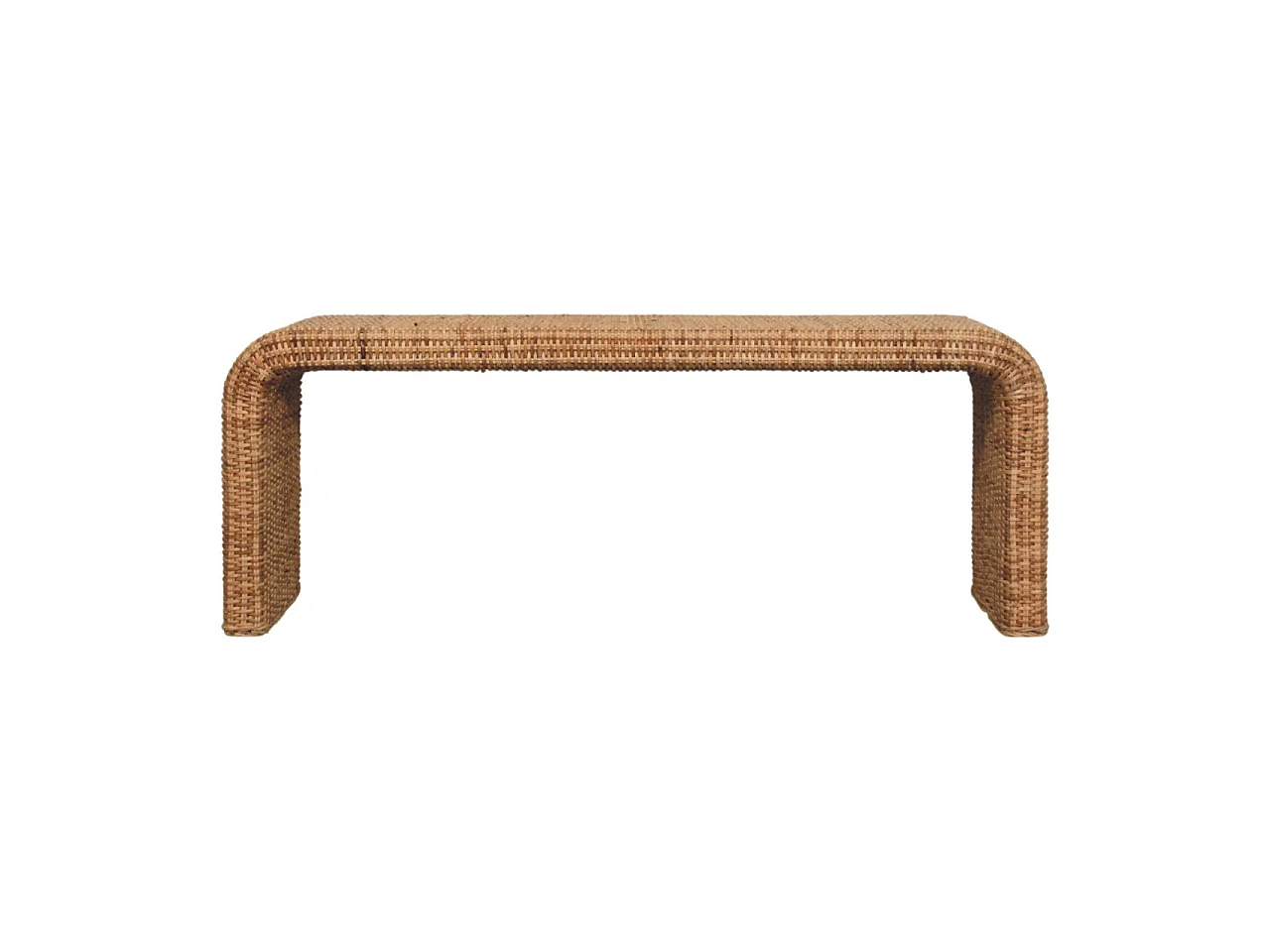 Artisan Furniture Solid Wood Rattan Weave Bench, Beige