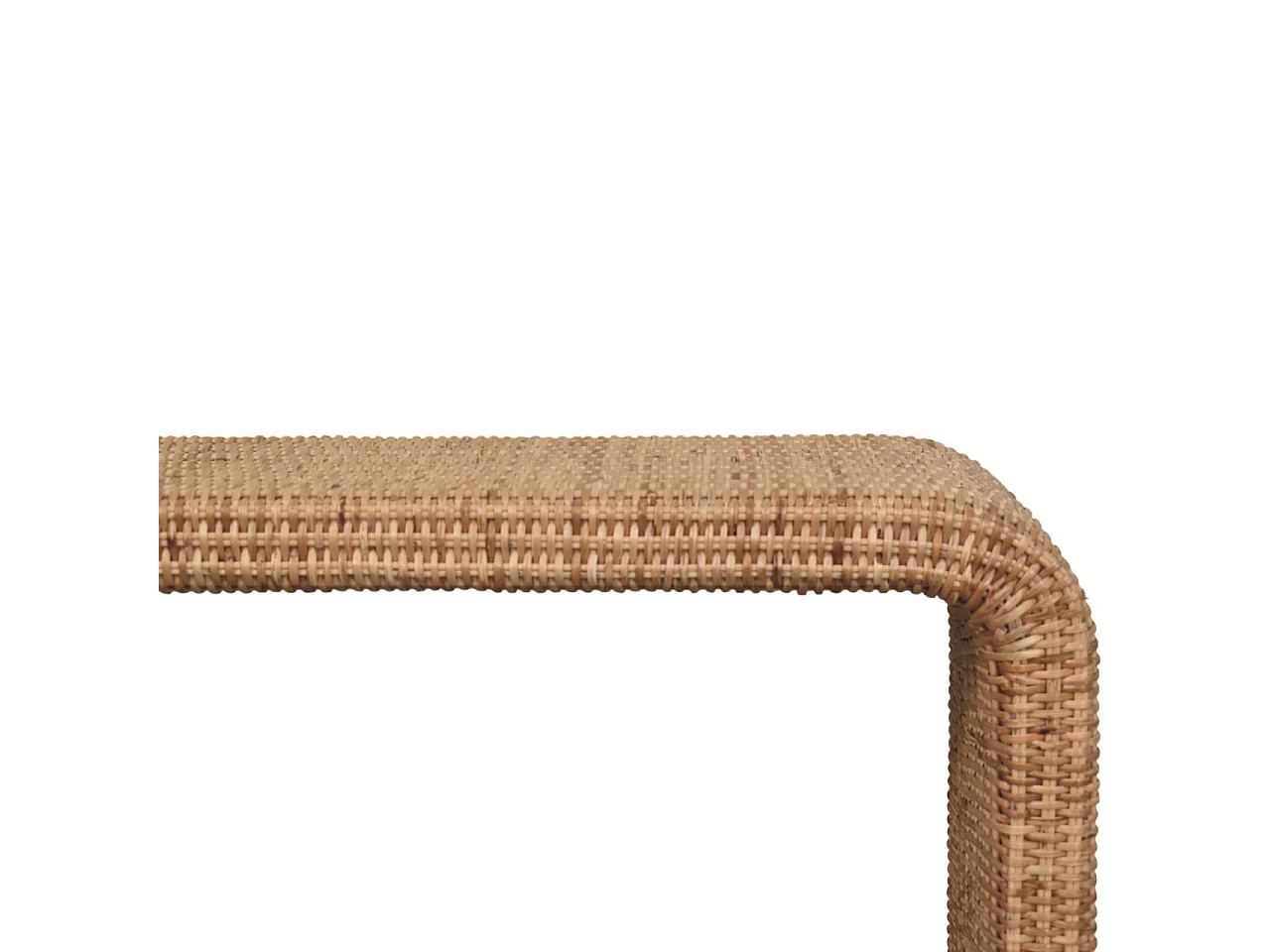 Artisan Furniture Solid Wood Rattan Weave Bench, Beige