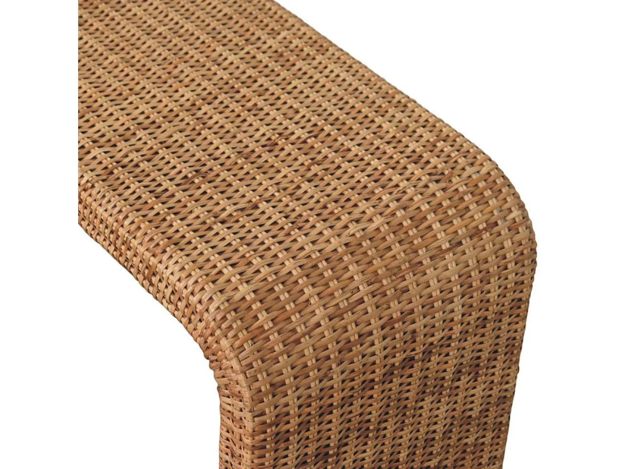 Artisan Furniture Solid Wood Rattan Weave Bench, Beige