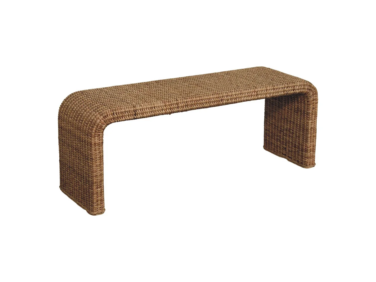 Artisan Furniture Solid Wood Rattan Weave Bench, Beige