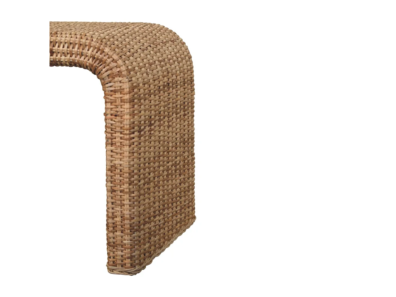 Artisan Furniture Solid Wood Rattan Weave Bench, Beige