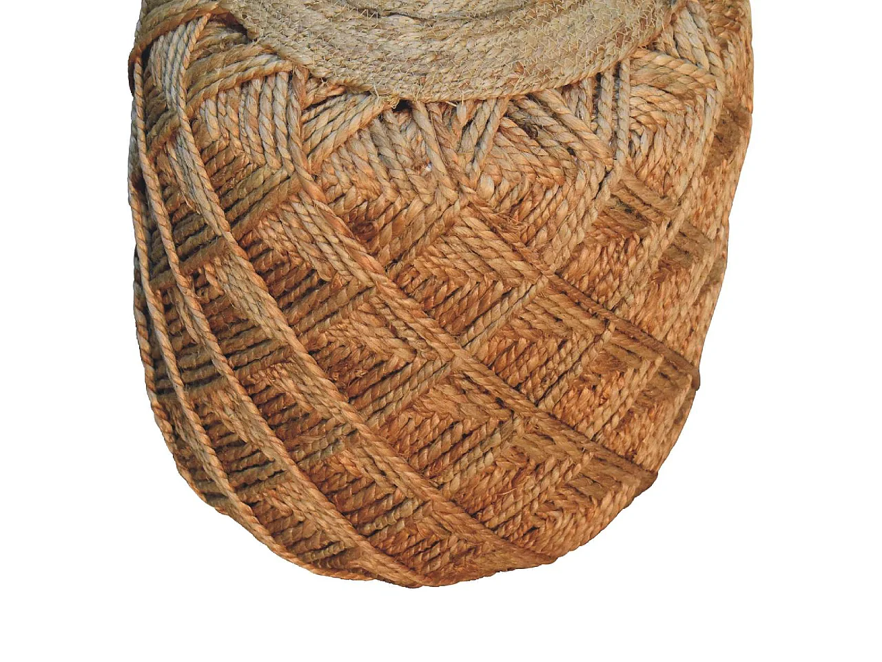 Artisan Furniture Solid Wood Jute Fiber Footstool Large Pattern, Beige