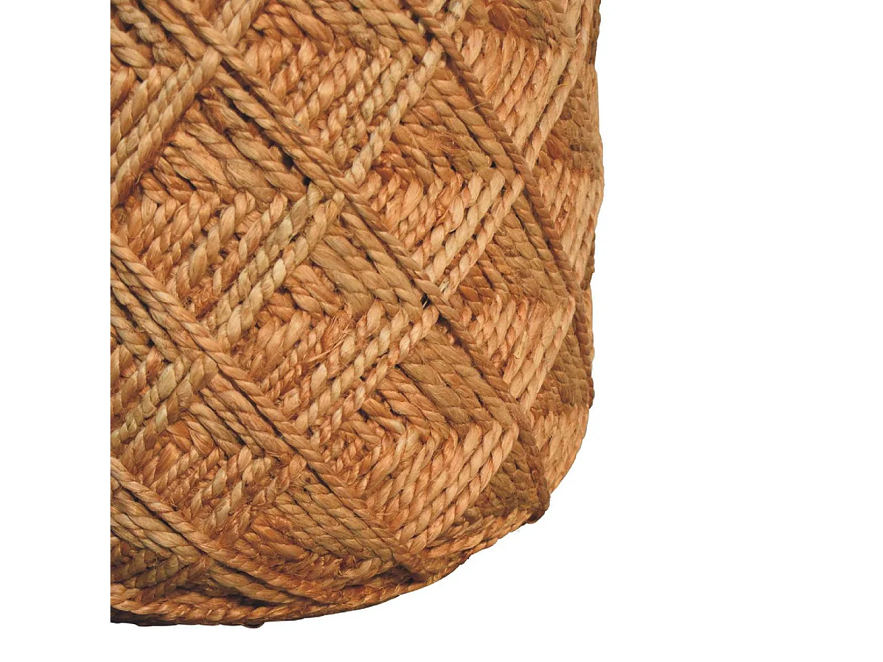 Artisan Furniture Solid Wood Jute Fiber Footstool Large Pattern, Beige