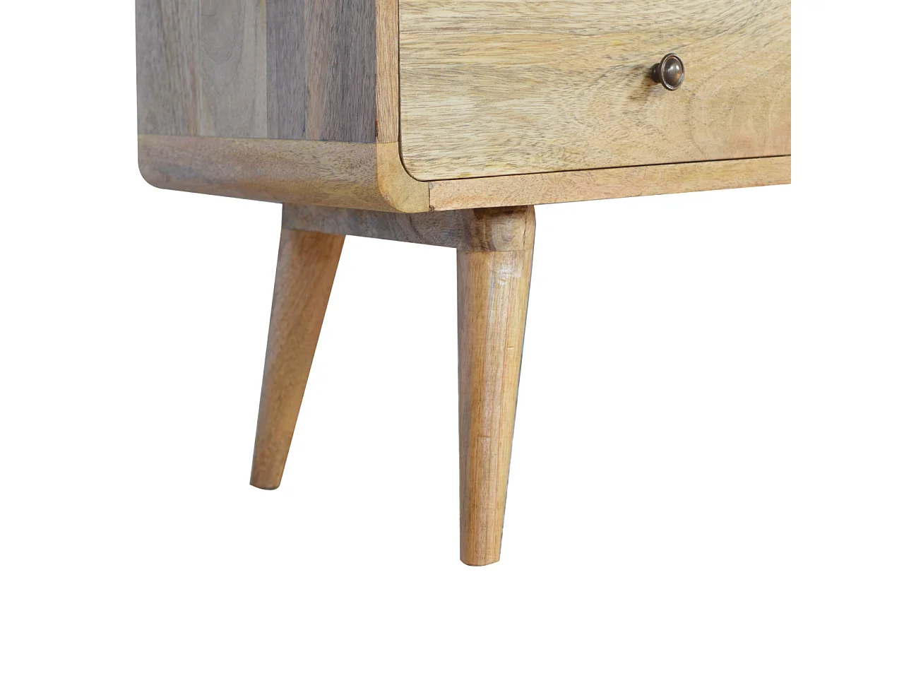 Artisan Furniture Solid Wood Curved Oak-ish Media Unit, 2 Drawers, 1 Open Slot, Brown Color