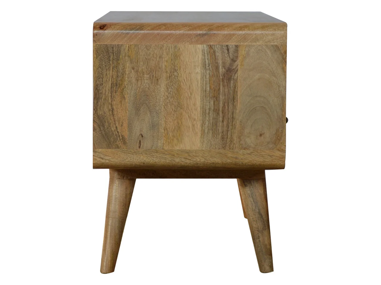 Artisan Furniture Solid Wood Curved Oak-ish Media Unit, 2 Drawers, 1 Open Slot, Brown Color