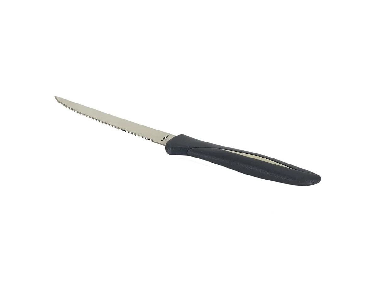Ensemble de 6 couteaux à steak lames inox manches noir et beige