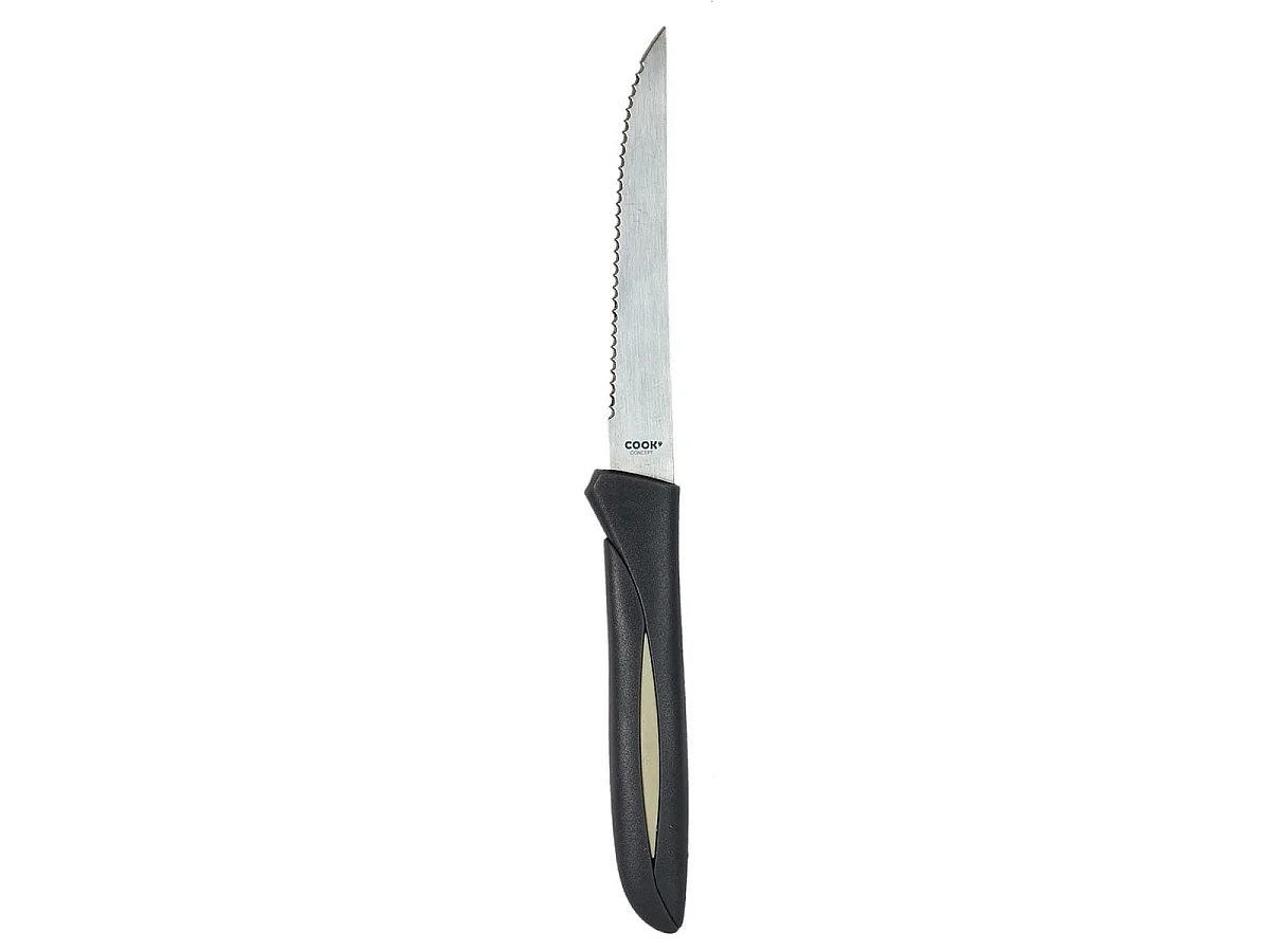 Ensemble de 6 couteaux à steak lames inox manches noir et beige
