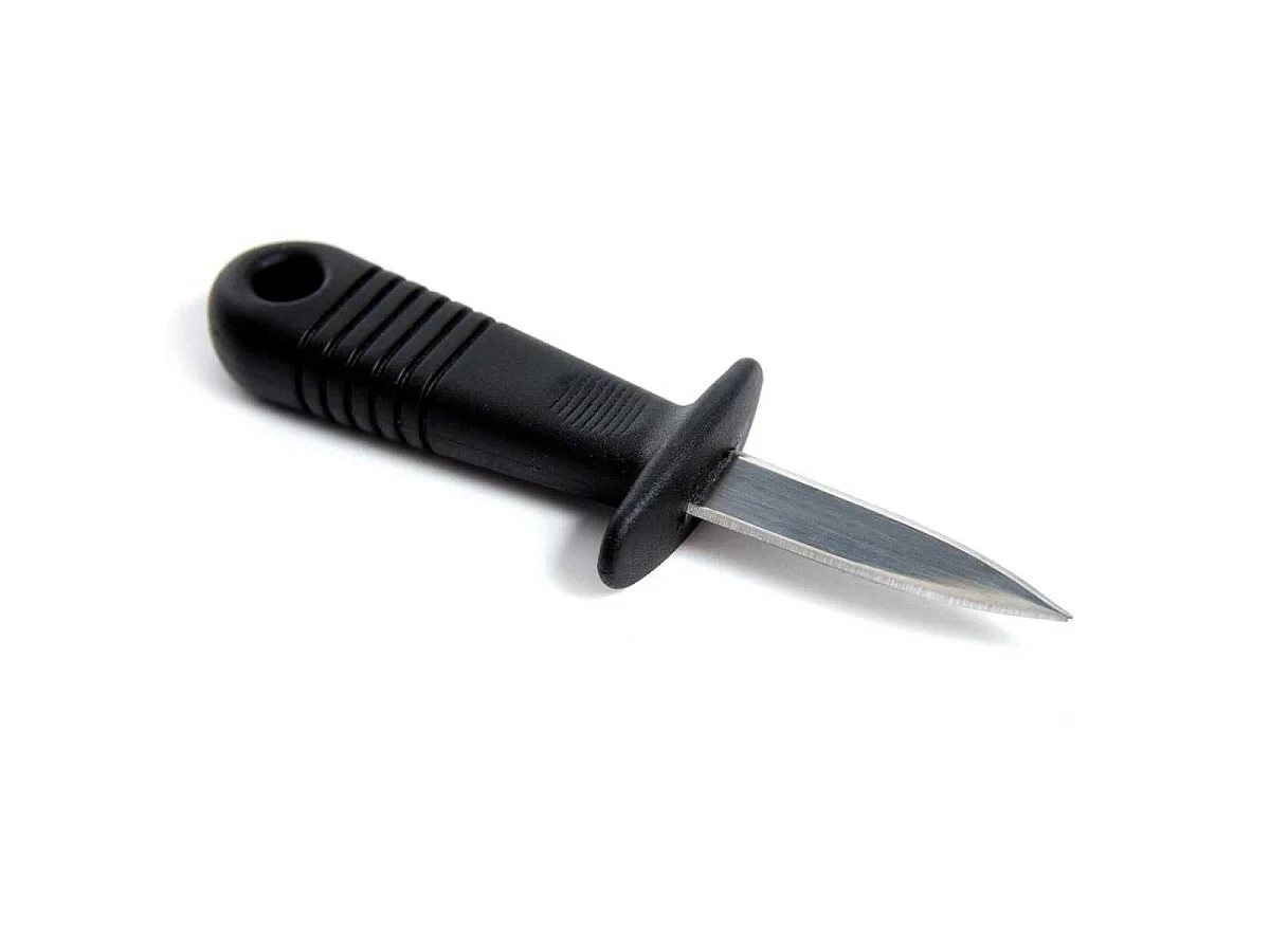 Couteau à huîtres lame 5,8 cm en acier inoxydable manche plastique noir