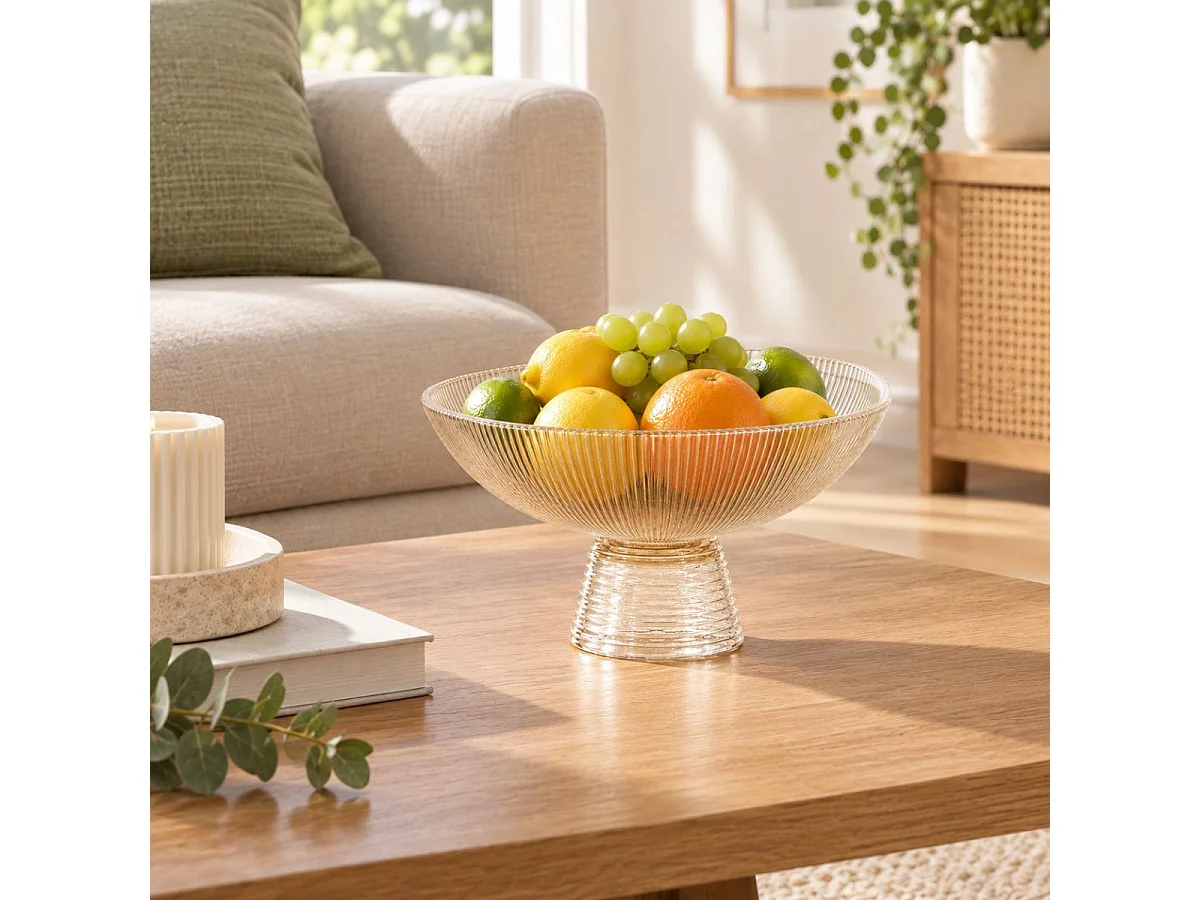 Coupe à fruits sur pied en verre ambré de 1,1 L