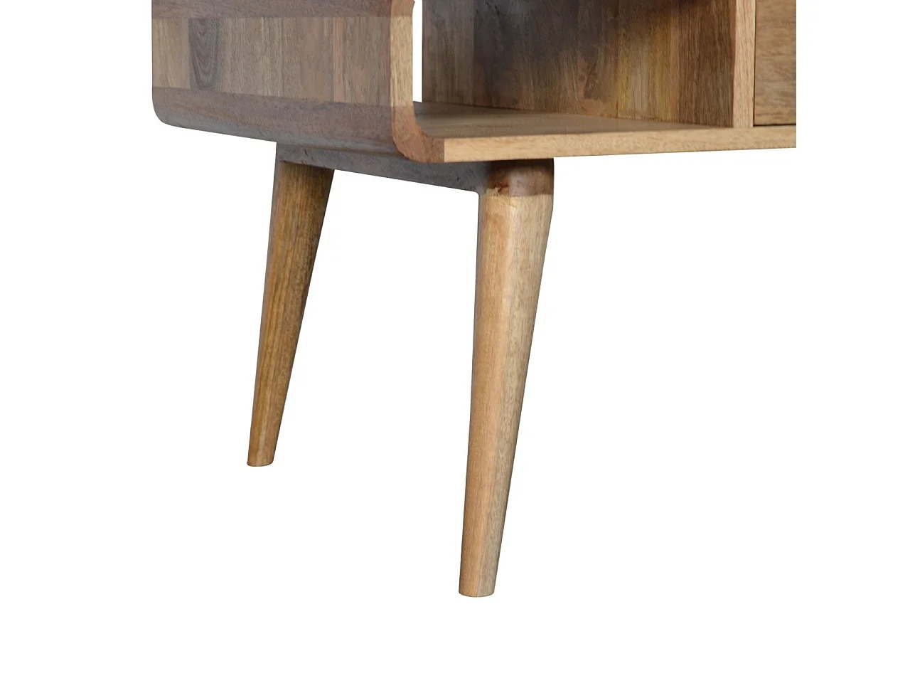 Artisan Furniture Solid Wood Curved Oak-ish Coffee Table, Beige, 2 Drawers