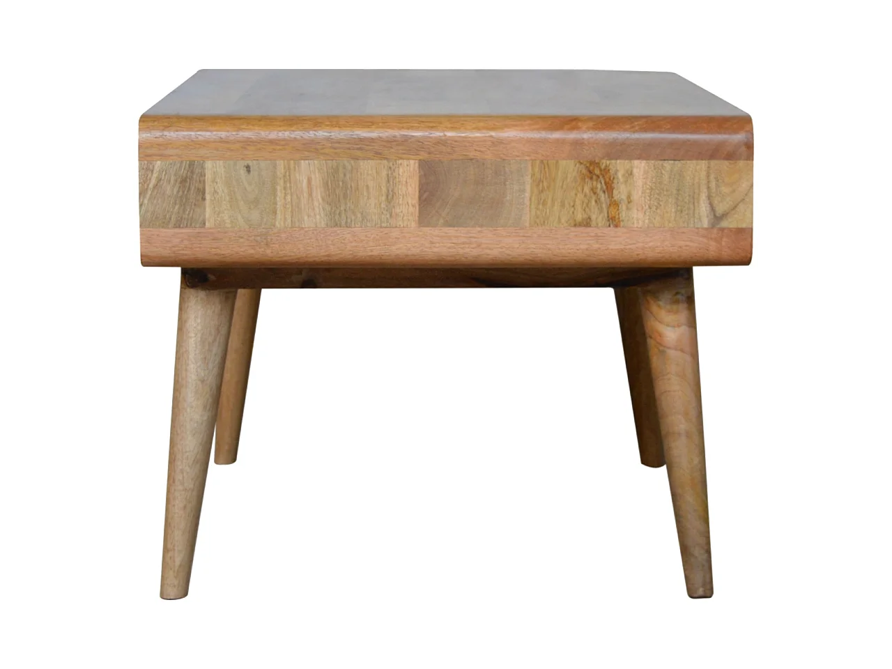 Artisan Furniture Solid Wood Curved Oak-ish Coffee Table, Beige, 2 Drawers