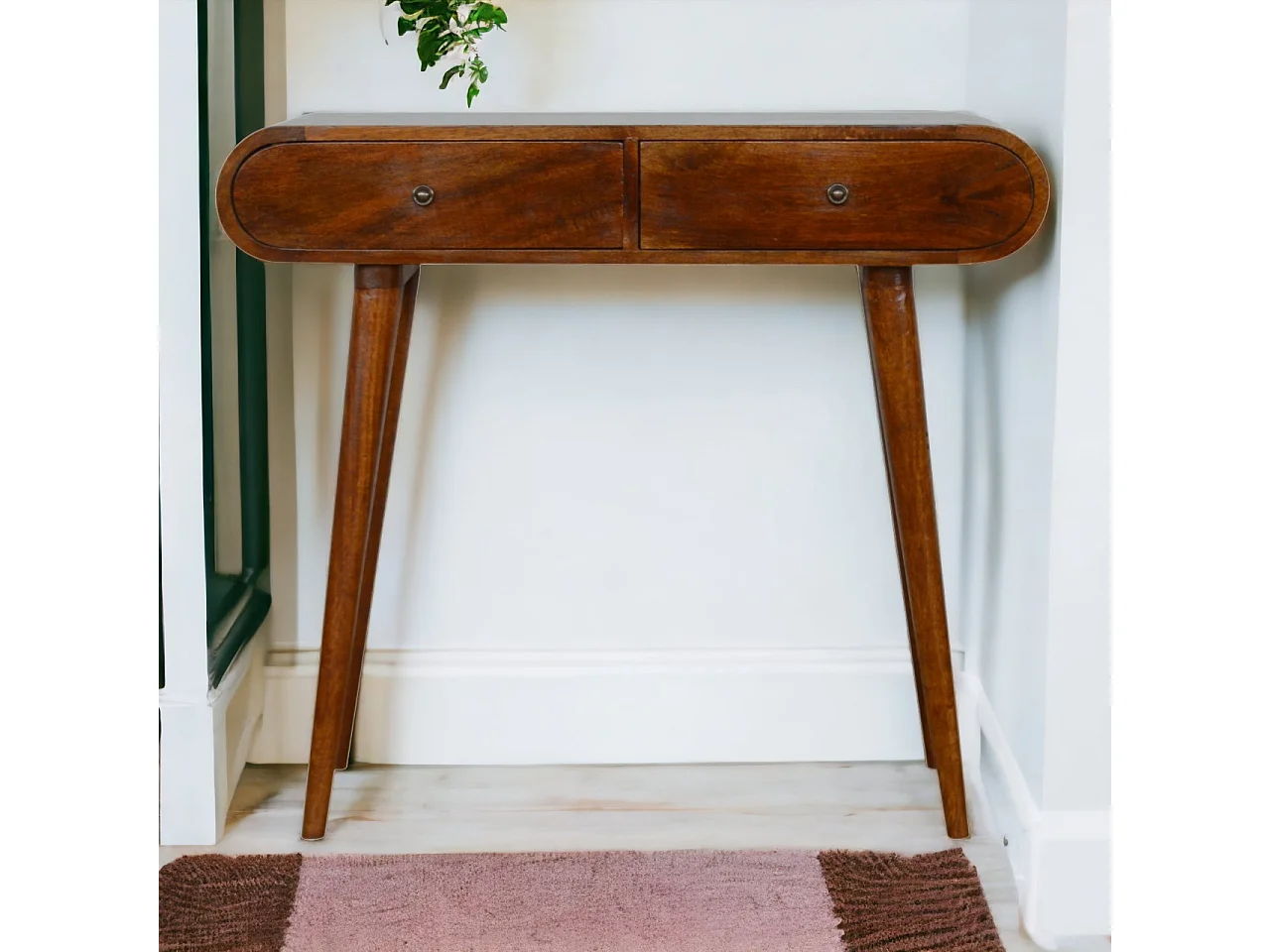 Artisan Furniture Solid Wood Chestnut London Console Table, 2 Drawers, Dark Brown