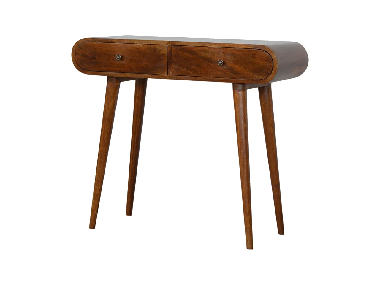 Artisan Furniture Solid Wood Chestnut London Console Table, 2 Drawers, Dark Brown