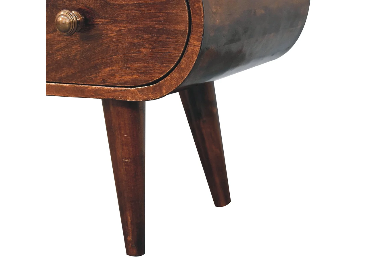 Artisan Furniture  Solid Wood California Walnut Circular TV Unit, 2 Drawers & 1 Open Slot, Brown