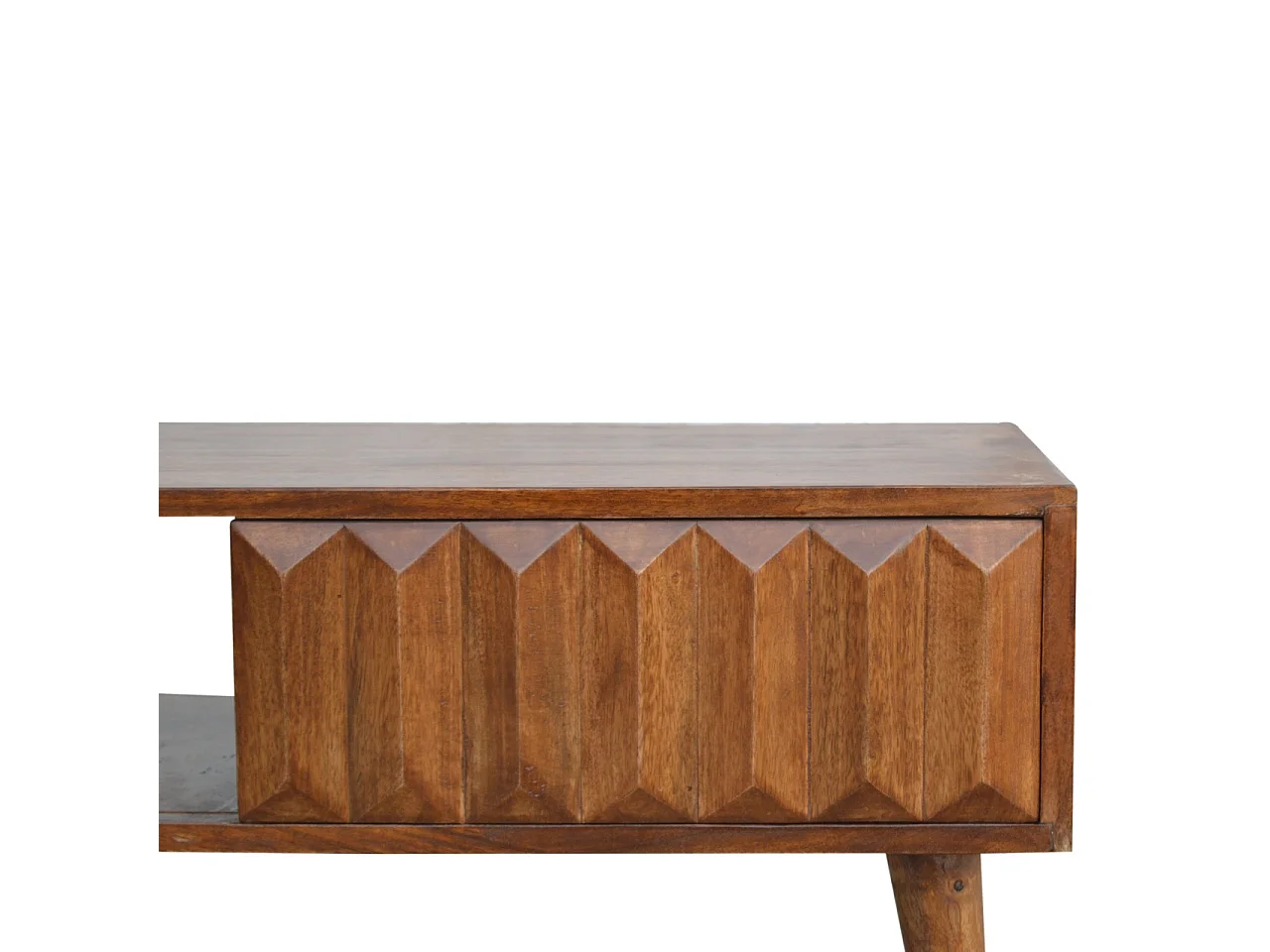 Artisan Furniture Solid Wood Chestnut Prism Sliding Media Unit, 1 Open Slot, 1 Side Sliding Door, Dark Brown