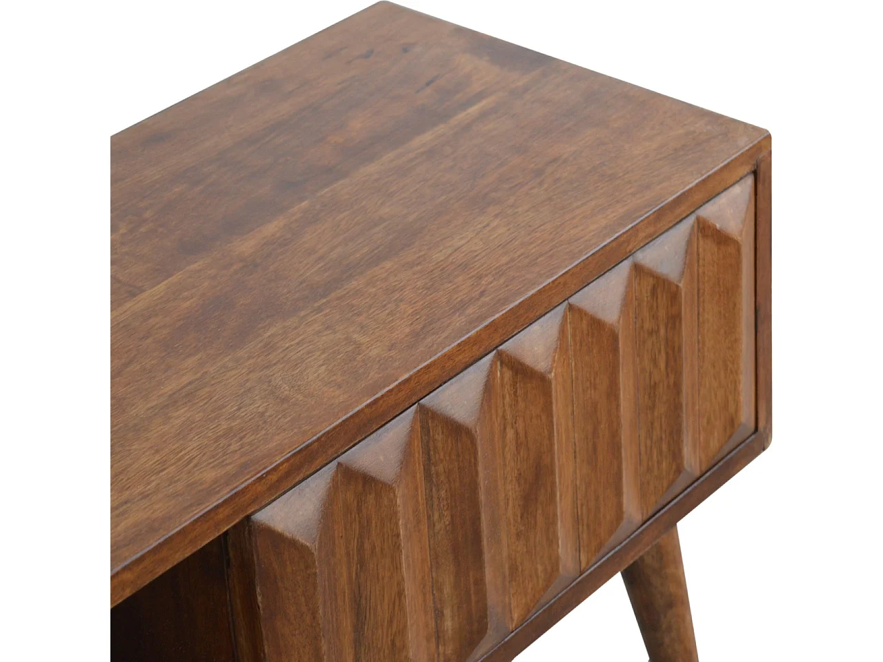 Artisan Furniture Solid Wood Chestnut Prism Sliding Media Unit, 1 Open Slot, 1 Side Sliding Door, Dark Brown