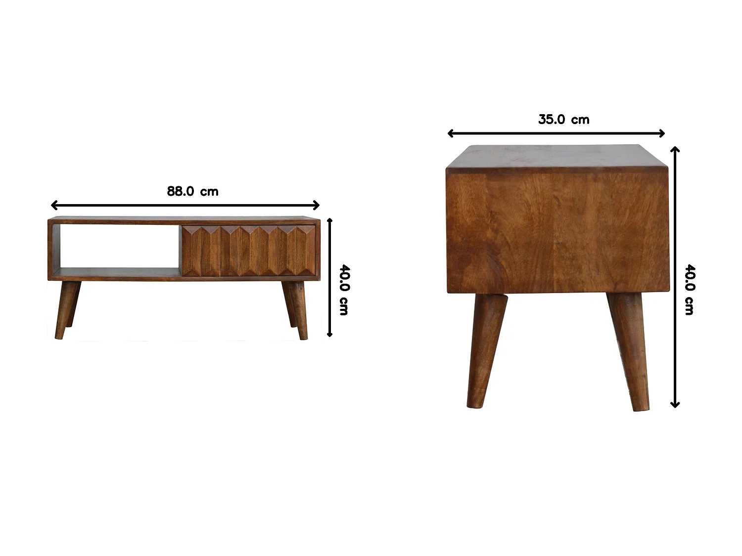 Artisan Furniture Solid Wood Chestnut Prism Sliding Media Unit, 1 Open Slot, 1 Side Sliding Door, Dark Brown