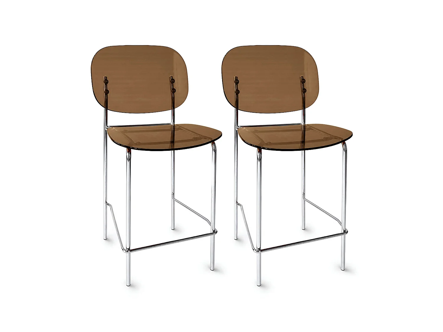 Now's Home - Lot De Deux Chaises  De Bar En Resine Acrylique écorce 49x42xht88 Glam