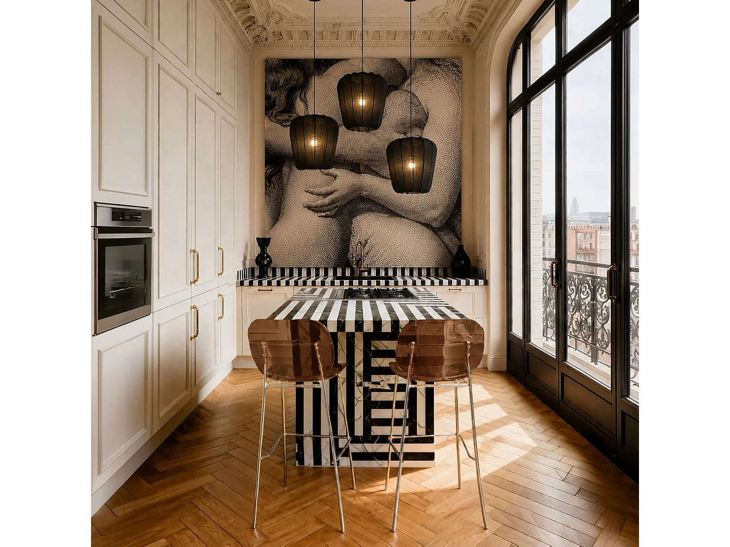 Now's Home - Lot De Deux Chaises  De Bar En Resine Acrylique écorce 49x42xht88 Glam