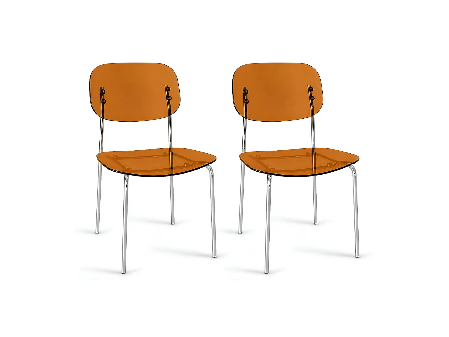 Now's Home - Lot De Deux Chaises En Resine Acrylique Ambre 49x42xht78 Glam