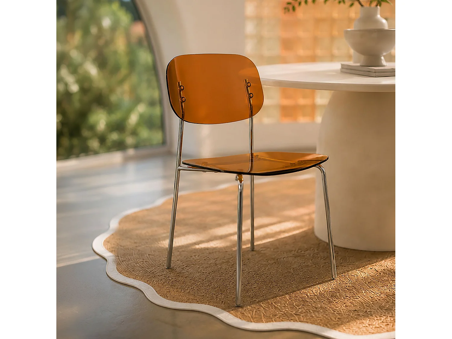 Now's Home - Lot De Deux Chaises En Resine Acrylique Ambre 49x42xht78 Glam